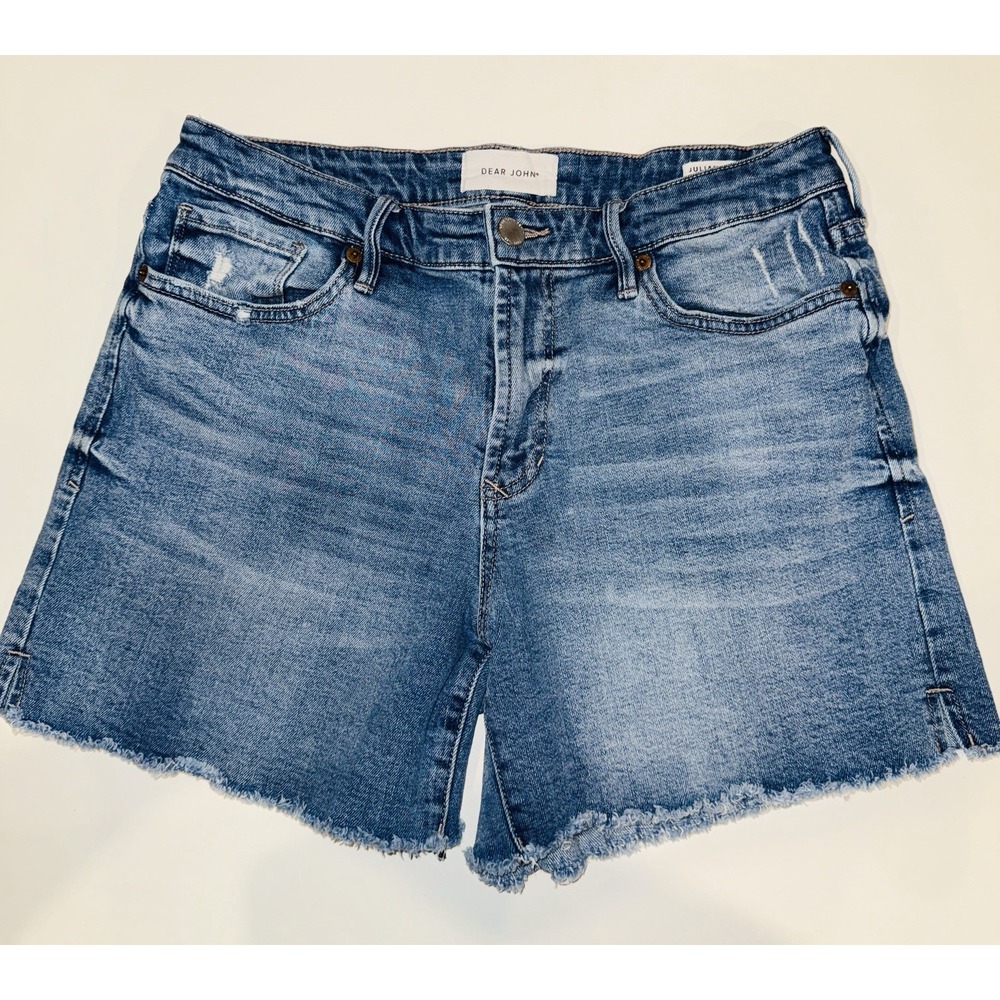 DEAR JOHN Julian Denim Shorts 30 High Rise Distressed Cutoff Frayed Jean Medium